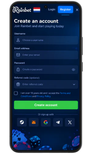 Fill in personal details Rainbet Casino