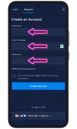 Register or log in Rainbet
