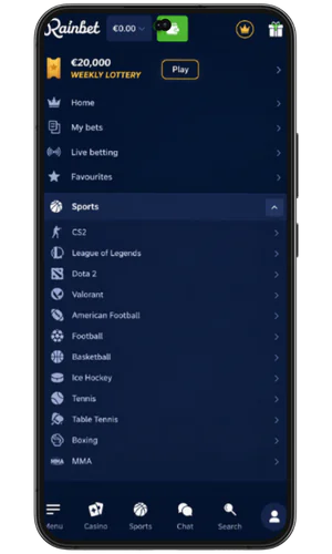 User menu